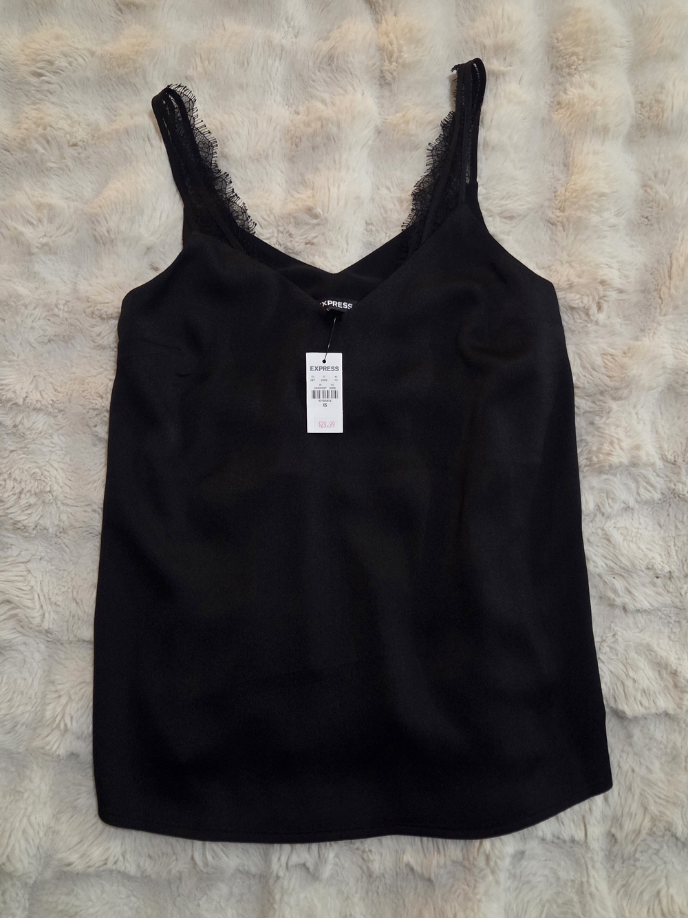 NWT Express Black Lace-Trim V-Neck Cami Womens XS